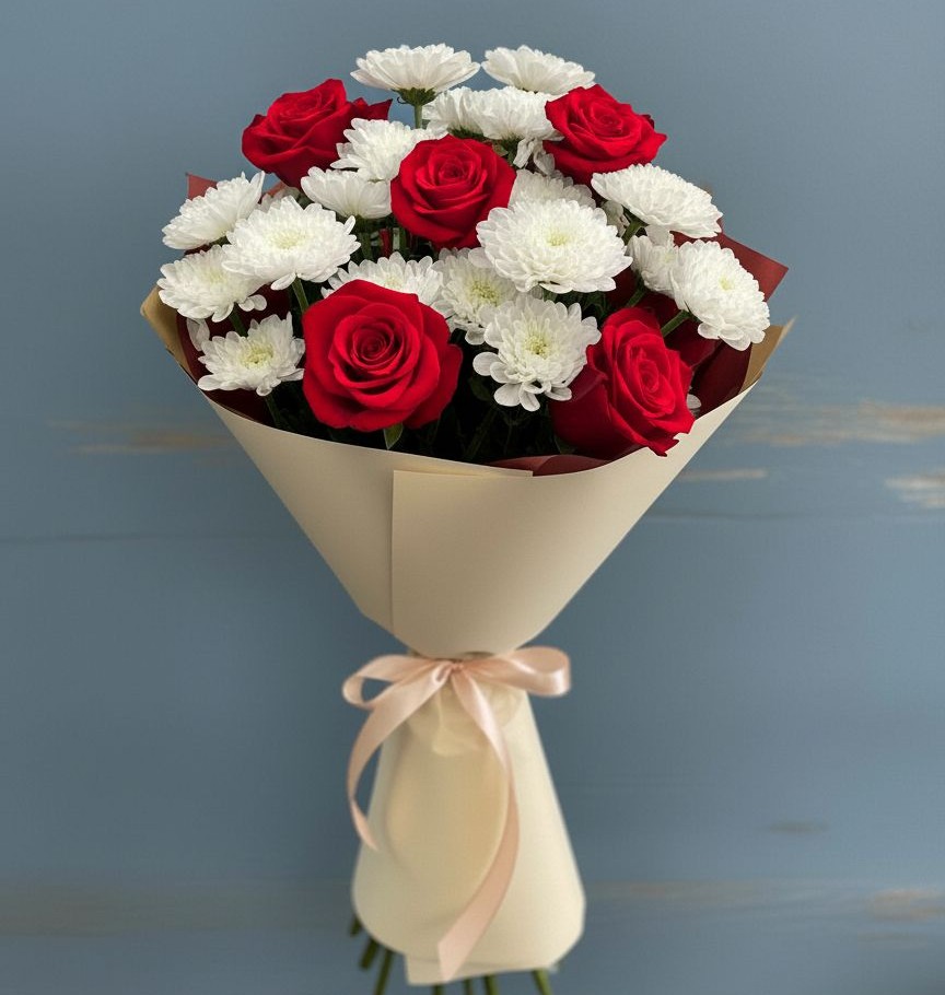 Букет цветов из: Розы и Хризантемы в Темижбекском