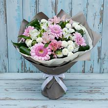 Букет цветов из:  Герберы, Альстромерии и Хризантемы #REPLACE_PRED# Темижбекском