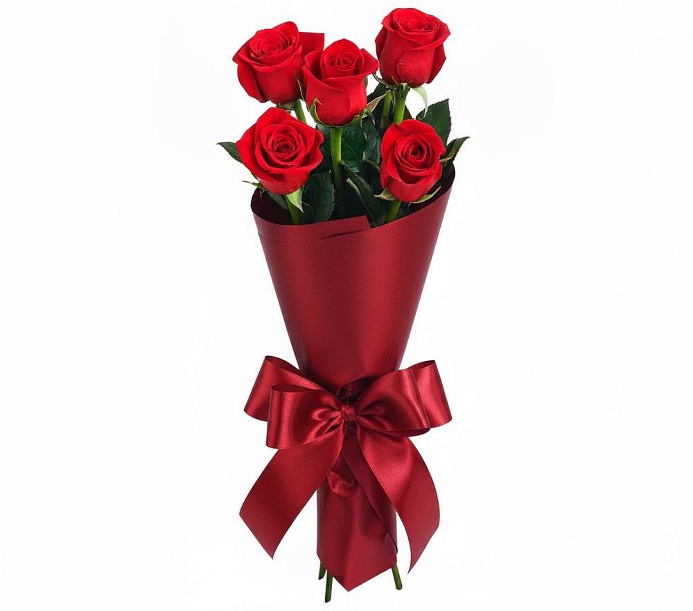 Букет 5 Красных роз Эдлесс Лав в Темижбекском