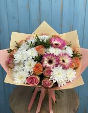 Букет цветов из:  Розы, Герберы и Хризантемы #REPLACE_PRED# Темижбекском