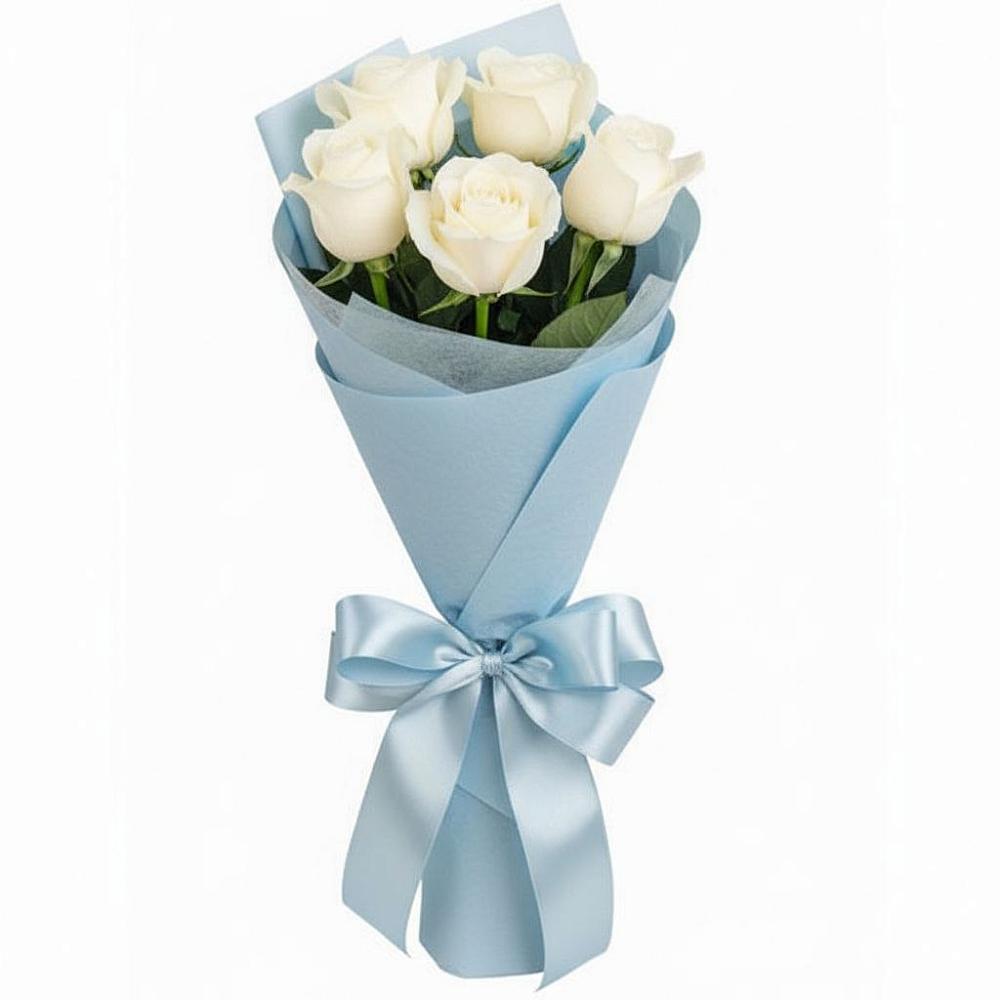 Букет 5 Белых роз Проуд в Темижбекском