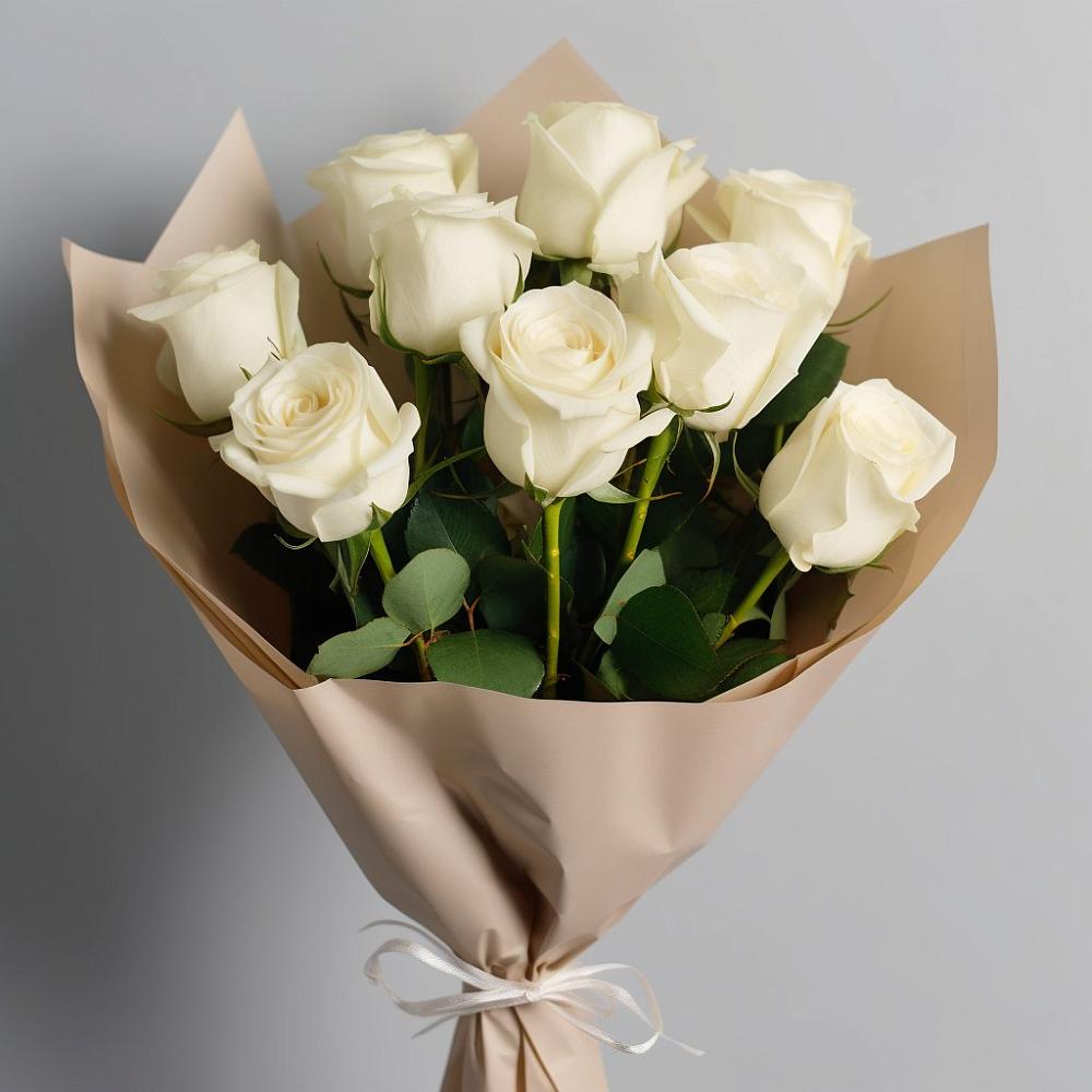 Букет 9 Белых роз Эдлесс Лав в Темижбекском