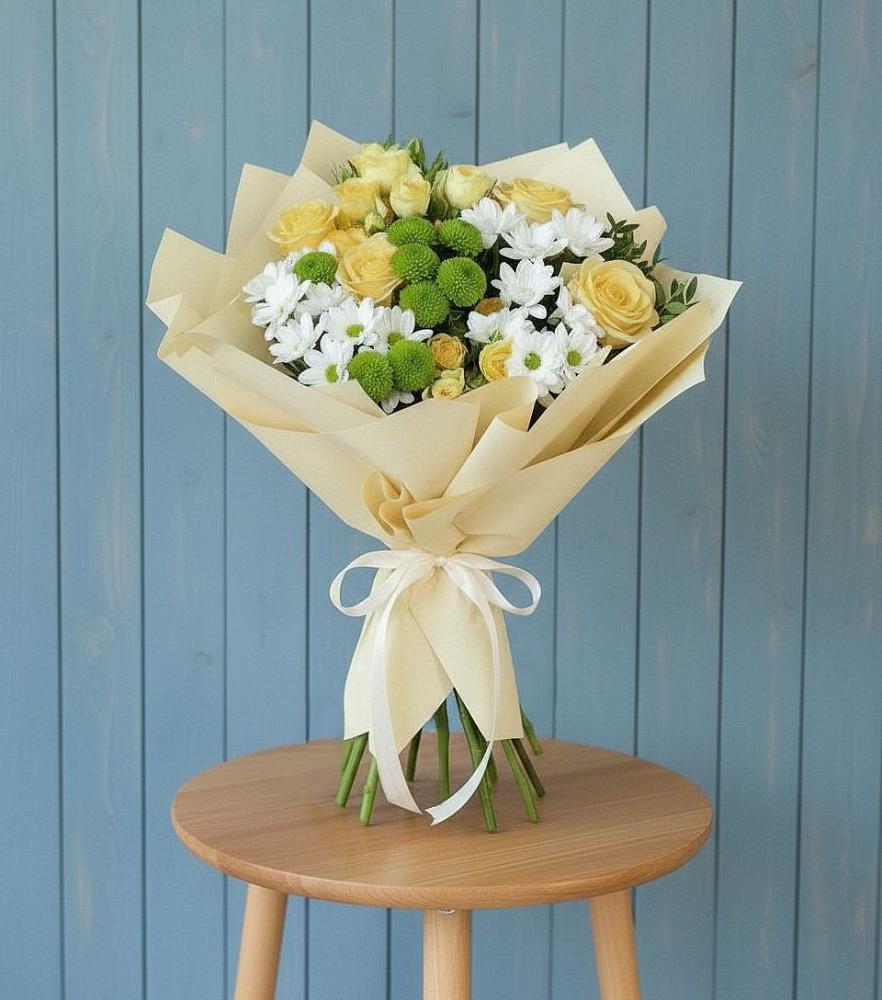 Букет цветов из: Хризантемы и Розы в Темижбекском