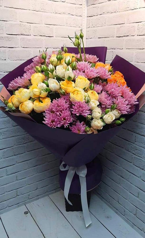 Букет цветов из: Хризантемы и Розы в Темижбекском