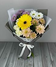 Букет цветов из:  Розы, Герберы и Хризантемы в Темижбекском
