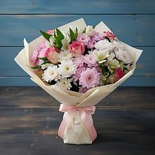 Букет цветов из:  Хризантемы, Альстромерии и Розы в Темижбекском