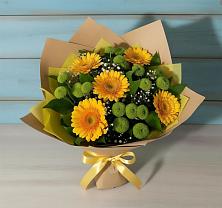 Букет цветов из:  Герберы и Хризантемы в Темижбекском