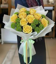 Букет цветов из:  Хризантемы и Розы #REPLACE_PRED# Темижбекском