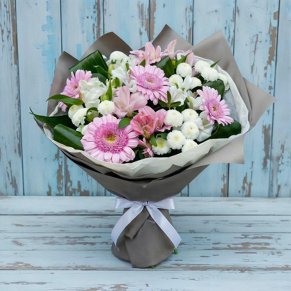Букет цветов из: Герберы, Альстромерии и Хризантемы в Темижбекском